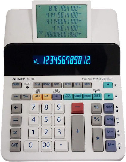 Sharp EL-1901 Digital Calculator Accounting 12 Digits in White Color 1pcs