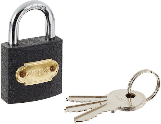 Vorel Steel Padlock Brass with Key 32mm Black 1pcs
