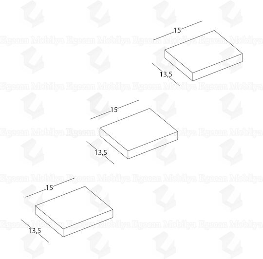 Ράφια (3τμχ) 15x13.5x13εκ. Καφέ Ράφια (3τμχ) 15x13.5x13εκ. Καφέ