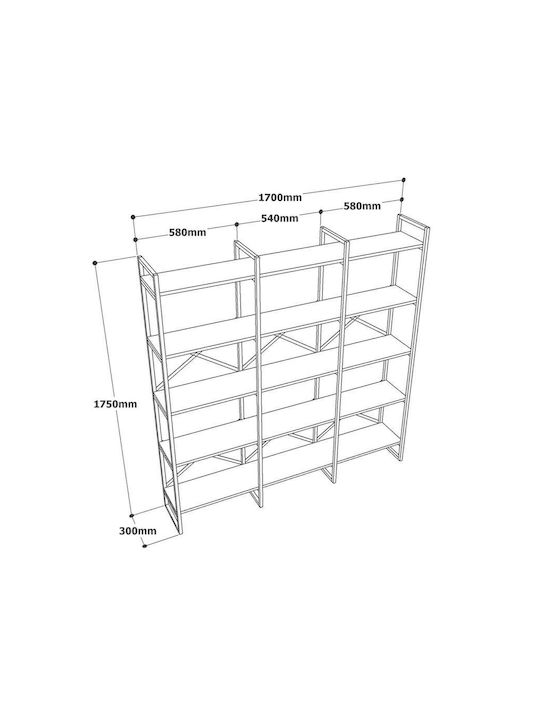 Bibliotecă Auriu 170x30x175 cm