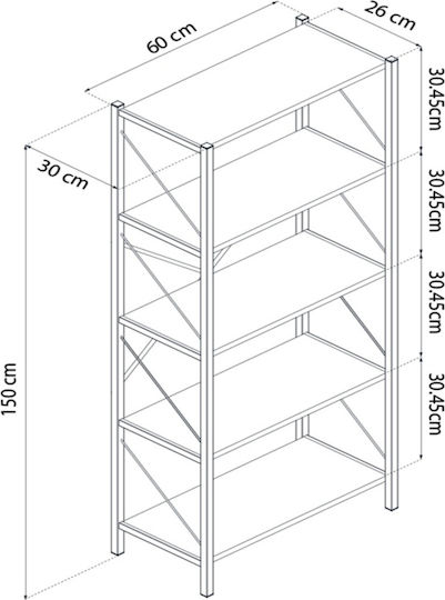 White Bookcase 150x30x150cm