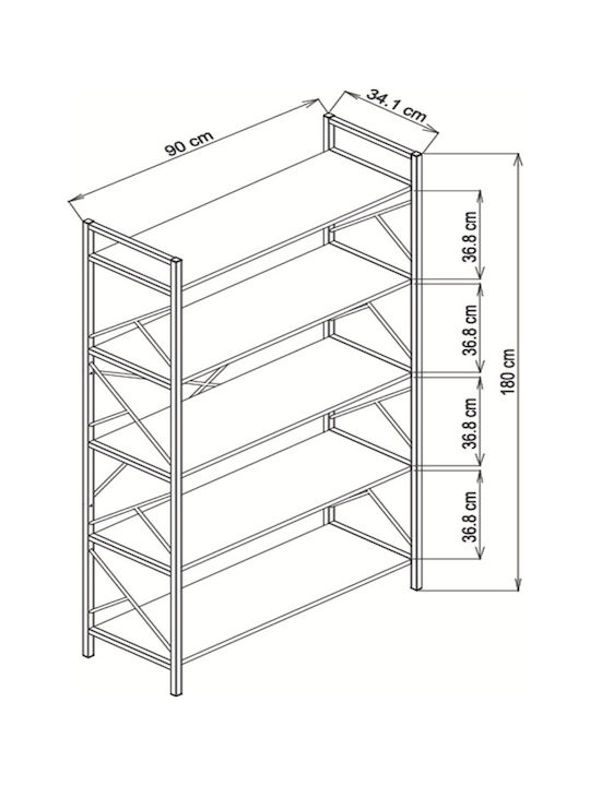 Bücherregal Weiß 90x30x180cm