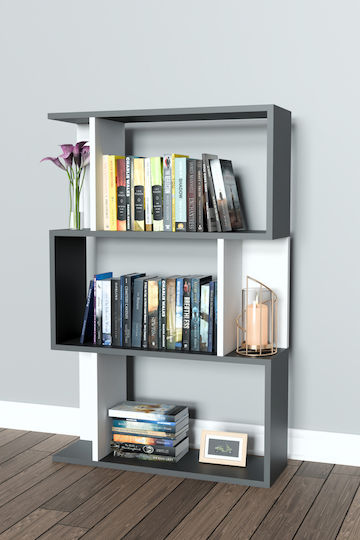Bibliotecă Albă/Antracit 72x22x109 cm