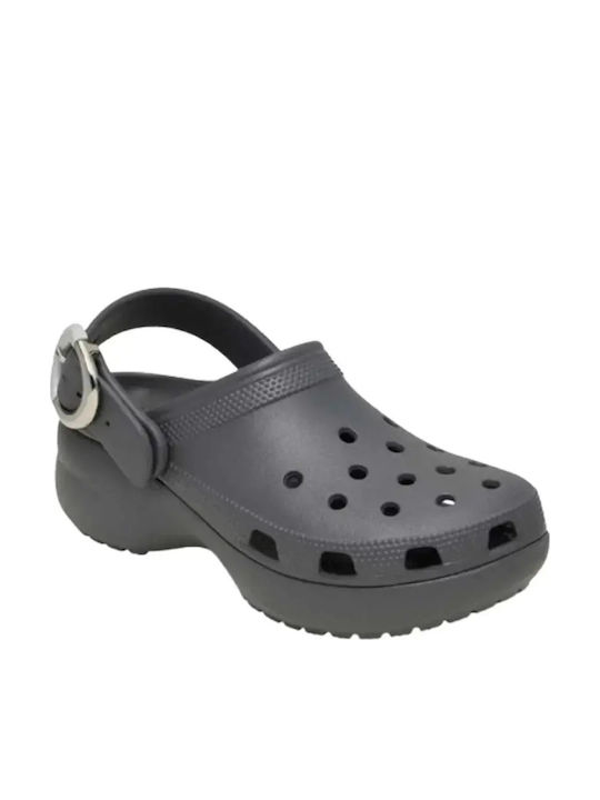 Crocs Classic Platform Γυναικεία Σαμπό Γκρι
