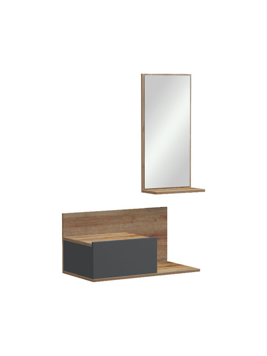 Miranda Έπιπλο Εισόδου με Καθρέπτη Oak-ανθρακί 60x30x89.5εκ.