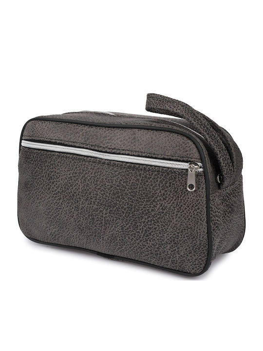 Cosmetic Gray Nubuck Travel Pouch Elegant Unisex Beltimore R25