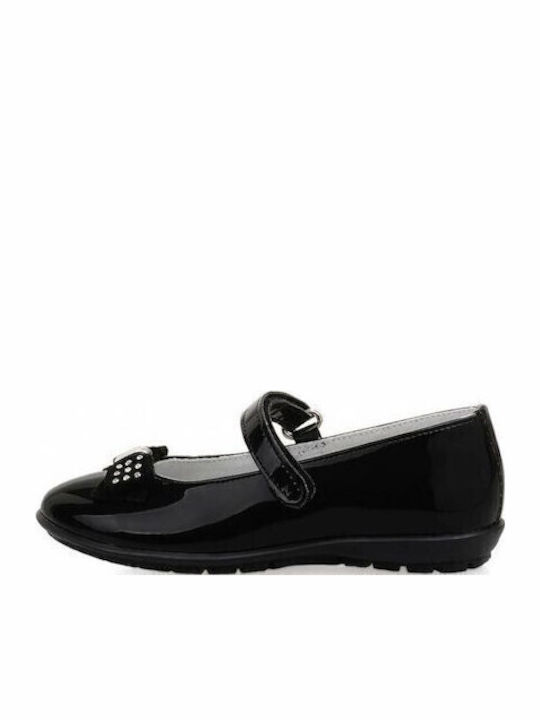 Kids Patent Leather Ballerinas with Hoop & Loop Closure Black 14006