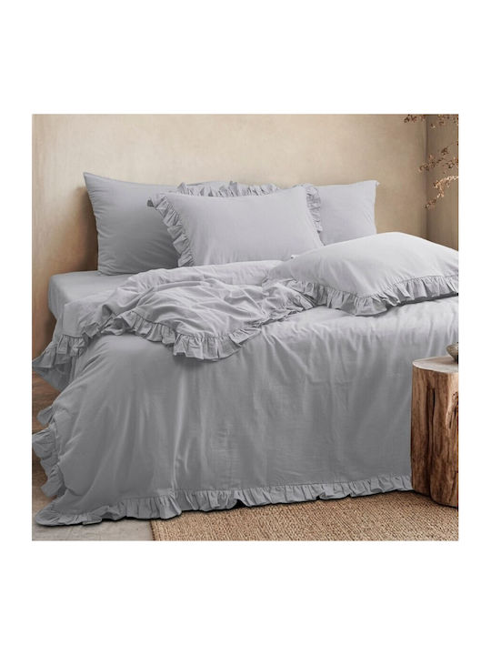 Majoli Bahar Set Huse Pentru Pilote 100% Bumbac 160x220cm Simplă Cu Față De Pernă Și 1 Cearceaf Albastru Cer
