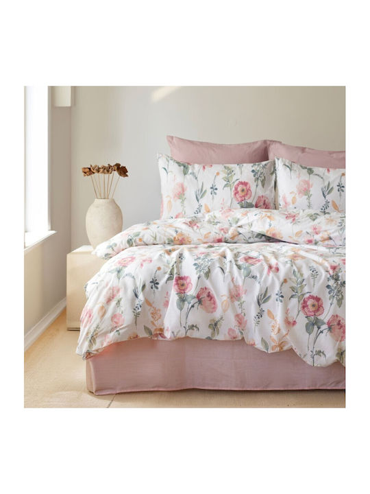 Majoli Bahar Set Huse Pentru Pilote 100% Bumbac 200x220cm Dublu Cu 2 Fețe De Pernă & 1 Cearceaf Anemones