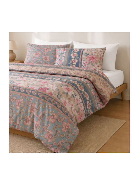 Majoli Bahar Set Huse Pentru Pilote 100% Bumbac 200x220cm Dublu Cu 2 Fețe De Pernă Și 1 Cearceaf Maro