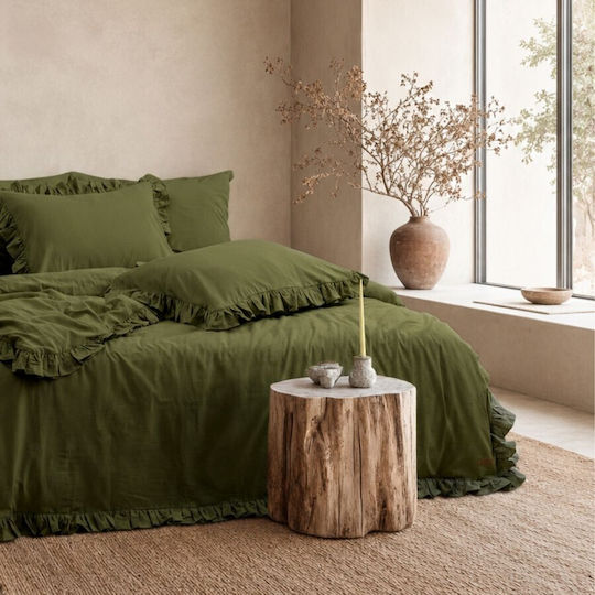Majoli Bahar Set Huse Pentru Pilote Duble 200x220cm Verzi Kaki