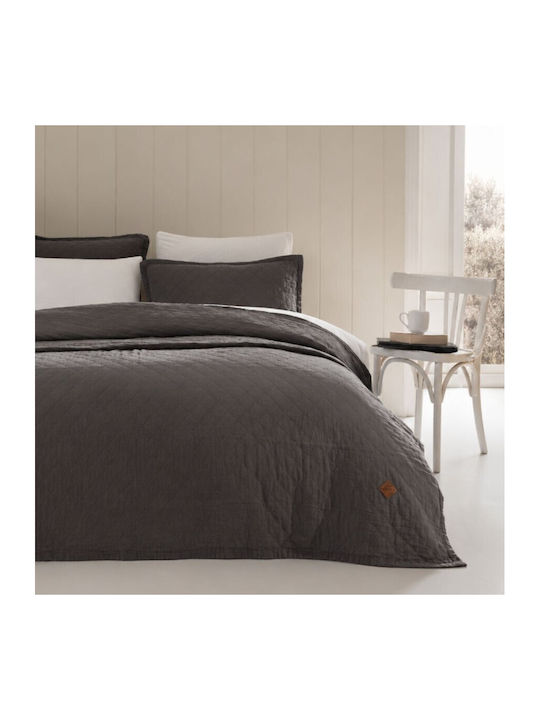 Şaheser Set Cuvertură Pat Dublu Anthracite Gri 220x240cm 3 Buc
