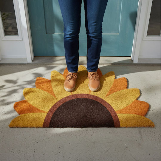 Relaxdays Doormat Semicircular Made of Coconut Tree Brown 50x80cm