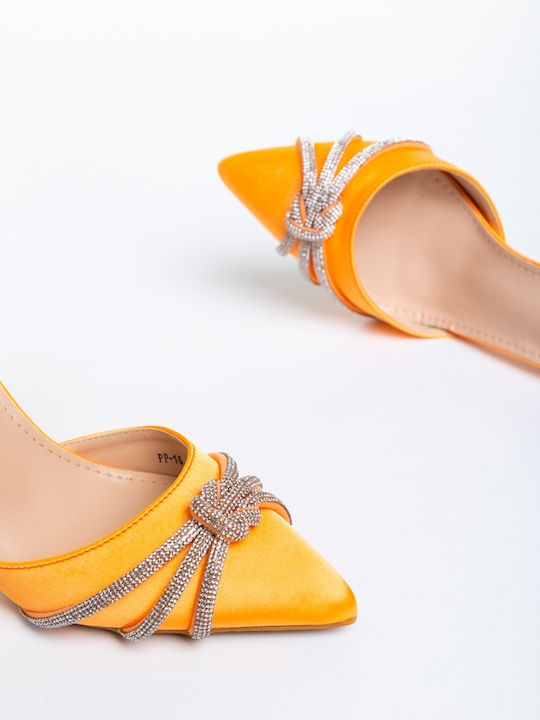 Spitze Pumps mit Hohem Absatz Orange