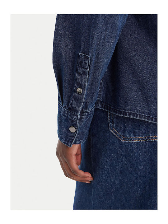 Women's Denim Long Sleeve Shirt Denim Blue