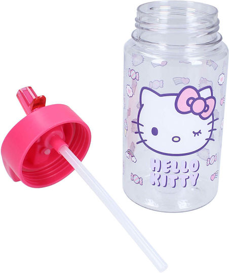 Vadobag Детска Бутилка За Вода Hello Kitty Със Сламка Розова 450ml