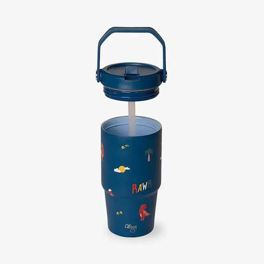 Citron Stainless Steel Kids Water Bottle Dinosaurs Thermos with Straw Non Spill Dino 600ml