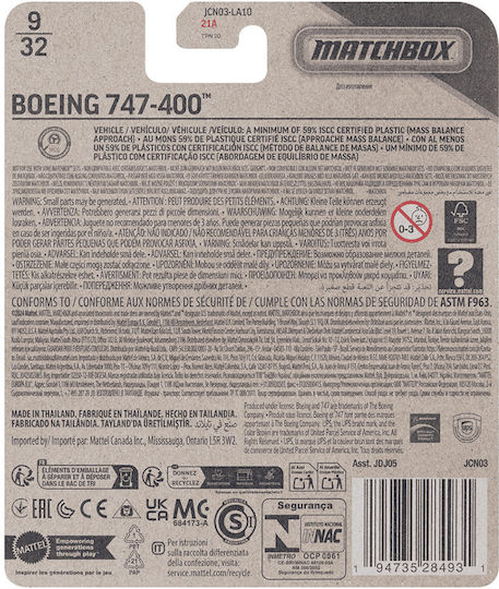 Mattel Matchbox Avionaș pentru 3++ Ani JCM93
