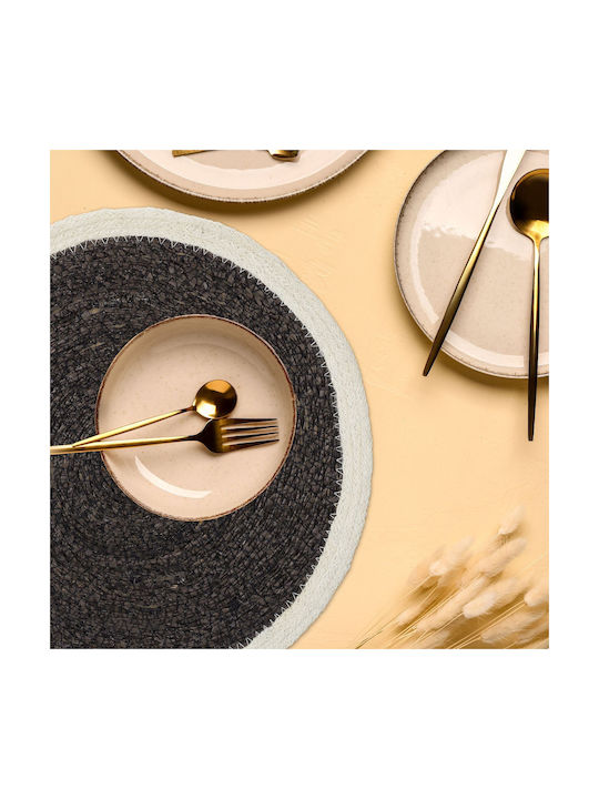 Relaxdays Tischsets Rund Korbweide Schwarz 37cm 6 Stück