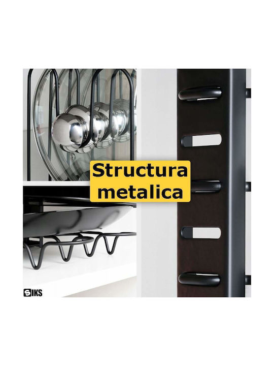 Suport Pentru Oale Și Tigăi Metalic 40x20x5cm 8 Bucăți Negru