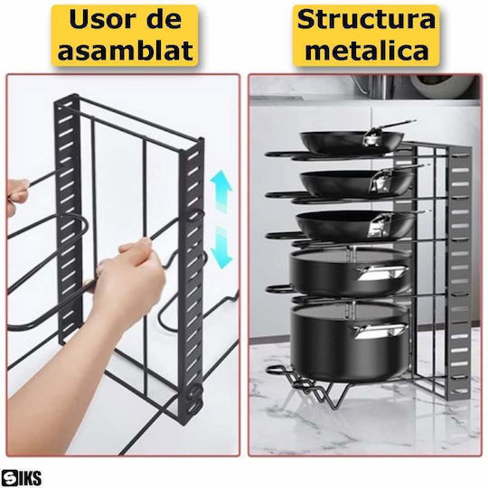 Suport Pentru Oale Și Tigăi Metalic 40x20x5cm 5 Bucăți Negru