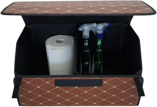 Cutie de Depozitare Auto Alista Home Premium Organizator Portbagaj Multifuncțional Geantă Realizată din Piele Ecologică 2 Compartimente de Depozitare Pliabilă Rezistentă la Uzură Maro Închis 55 X 30 X 30cm