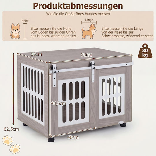 Costway Dog House Metallic with Door Gray 62.5x56x80cm
