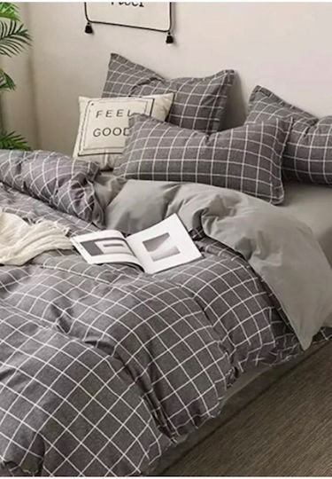 SteweHome Duvet Cover Set 200x200cm Double With 2 Pillowcases Gray