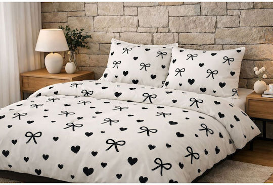 SteweHome Cotton Duvet Cover Set 195x230cm Double With Pillowcase Black
