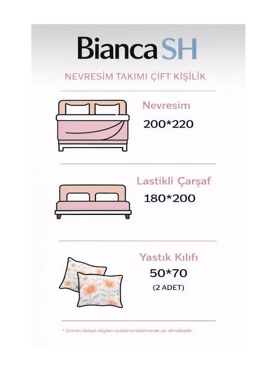 SteweHome Cotton Duvet Cover Set 195x230cm Double With Pillowcase Orange-Grey