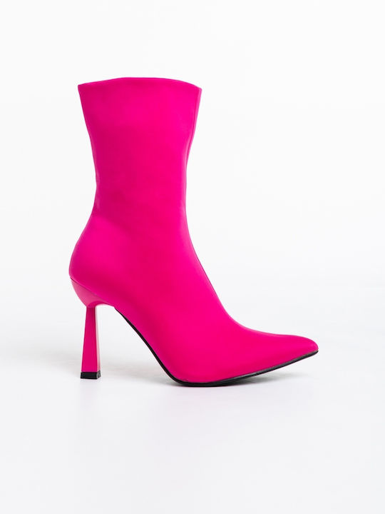 Ghete Dama Ankle cu Toc Înalt Fucsia