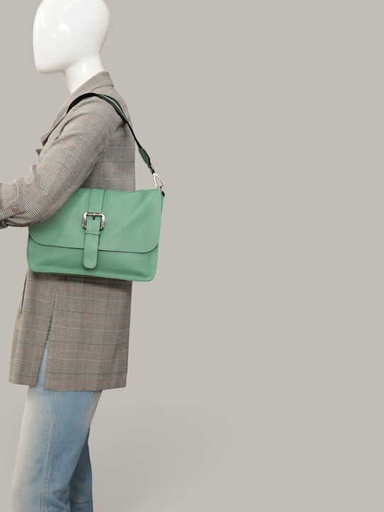 Leather Women's Shoulder Bag Green