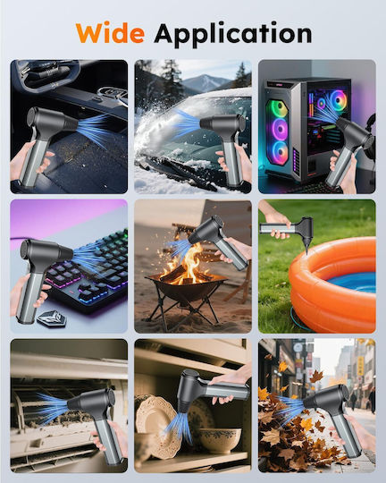 Kacnon Kpro Suflantă Electrică cu Aer Comprimat 3 Trepte de Viteză 4 Capete de Duze Incluse 330000 Rotații pe Minută la Putere Maximă Portabilă Potrivită pentru Curățarea Tastaturilor Mașinilor Acasă Exterior