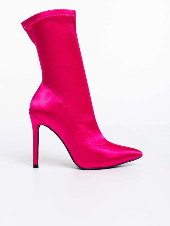 Ghete Dama Ankle Cu Toc Înalt Fucsia