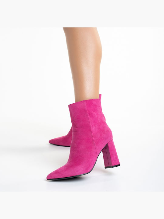 Ghete Dama Ankle Boots cu Toc Înalt Fucsia