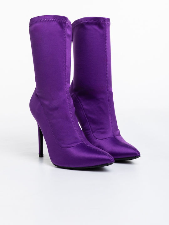 Ghete Dama Ankle Cu Toc Înalt Violet
