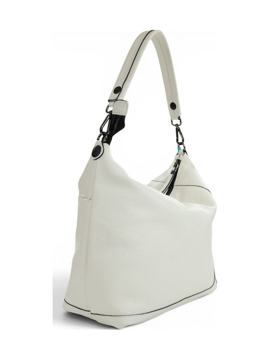 Leder Damen Schultertasche Weiß