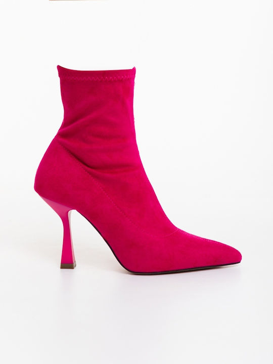 Ghete Dama Ankle Boots cu Toc Înalt Fucsia