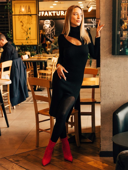 Ghete Dama Ankle Boots cu Toc Înalt Fucsia