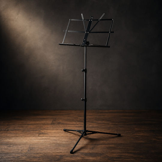 Stand Muzical Zola Înălțime Reglabilă Unghi Reglabil Geantă de Transport Fier Plastic 46.5 X 29 X 65 90 123 Cm Negru