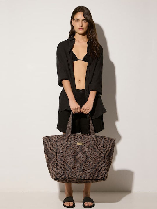 Fabric Women's Tote Handbag Brown