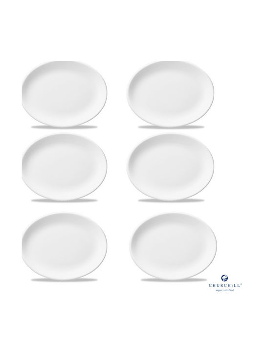Churchill 1795 Oval Serving Platter Made Of White Porcelain 20.3x14cm 6 Pieces