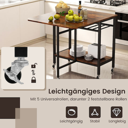 Collapsible Wooden Kitchen Table with Metal Frame Brown 75x80x75cm