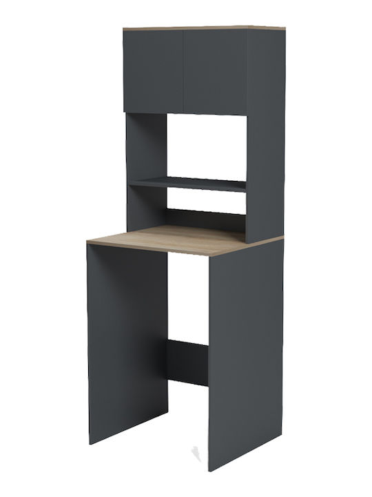 Desk Chaxe Wooden with Bookcase Anthracite-Sonoma 65x32.5x183.6cm