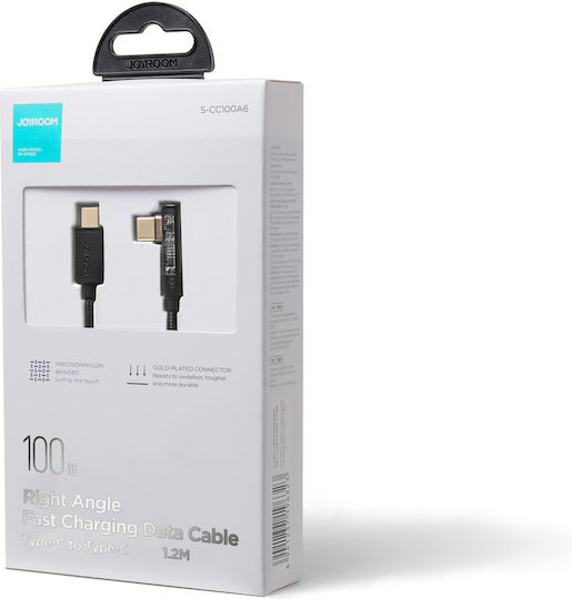Joyroom Angle (90°) / Braided USB 2.0 Cable USB-C male - USB-C 100W Μαύρο 1.2m 9437
