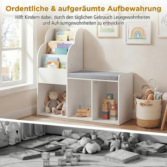 Holz Boden Bücherregal Weiß 81.5x29.5x80cm