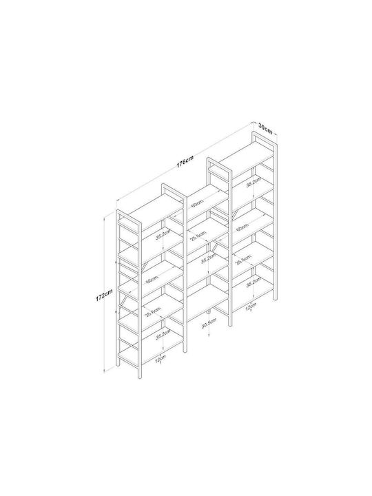 Metal Wall Bookcase Brown 172x30cm
