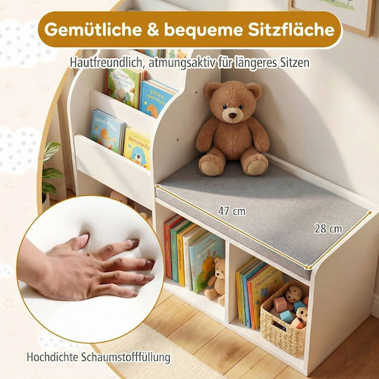 Holz Boden Bücherregal Weiß 81.5x29.5x80cm
