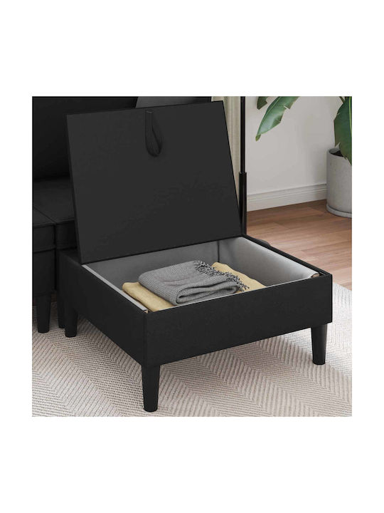 Living Room Stools With Storage Space Upholstered In Black Velvet