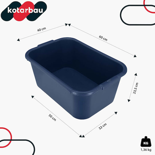 Kotarbau Правоъгълен Градински Кофа За Строителство Контейнер За Мазилка 45 Л Тъмносин Комплект 2 Бройки